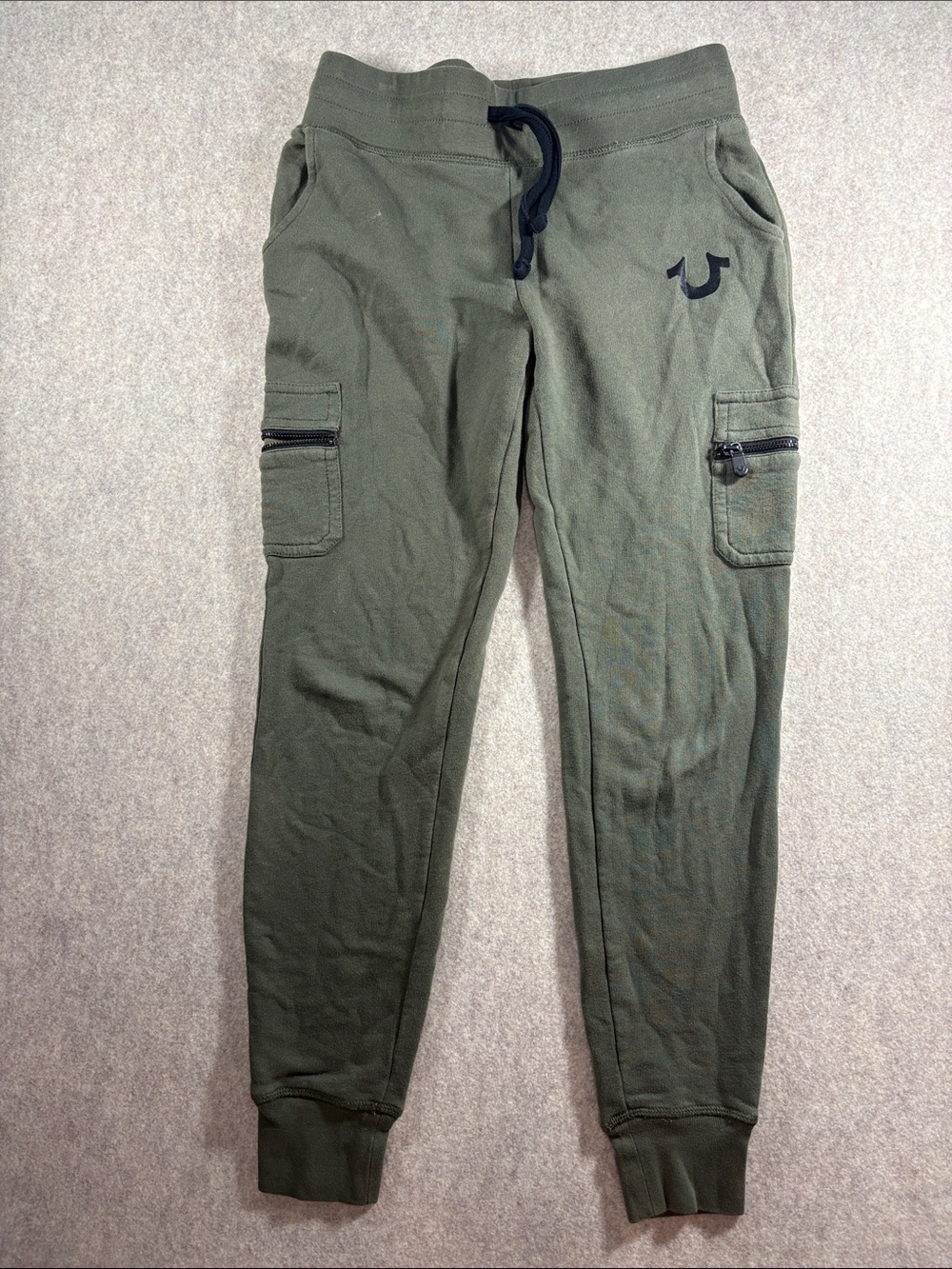 True Religion Men’s Fleece Cargo Zip Joggers size XS